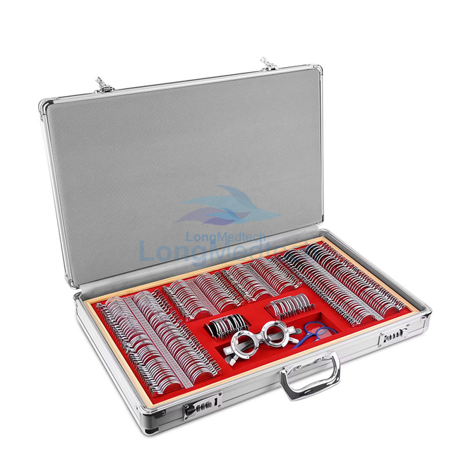 L-266 Lentes &oacute;pticas Marco de prueba en caja de aluminio de 266 piezas