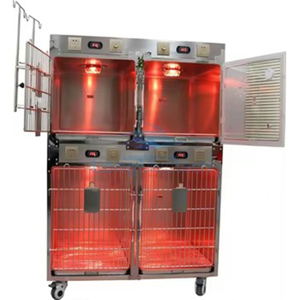 Cage v&eacute;t&eacute;rinaire en acier inoxydable &agrave; 4 portes LVB-107
